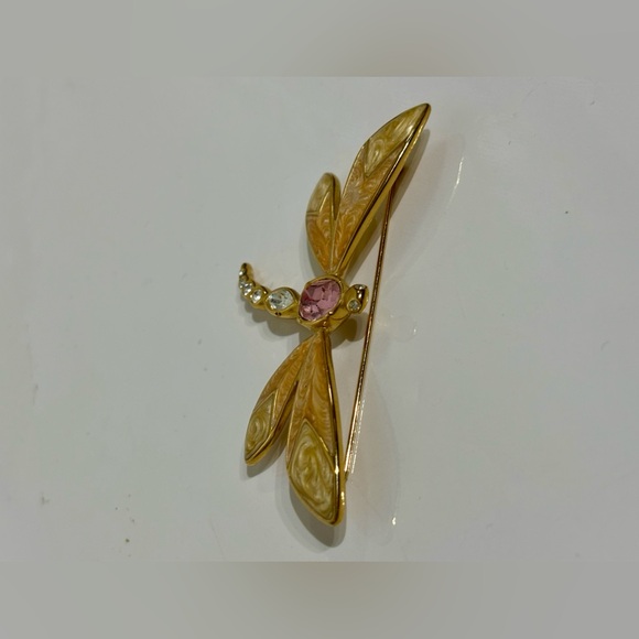 Vintage KJL Kenneth Jay Lane for Avon Goldtone  Dragonfly Brooch - Picture 6 of 10